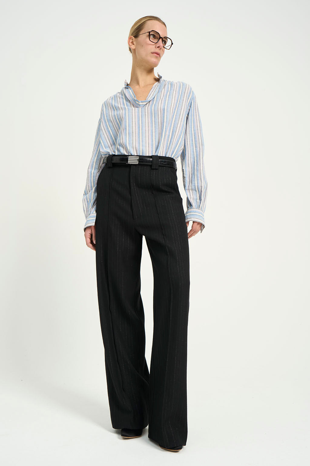 Juul light blue striped cotton blouse - Laurence Bras