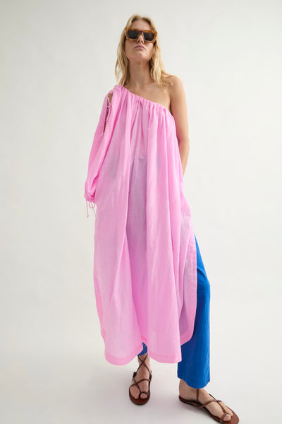 Joina Long pink dress - One-shoulder dress - Laurence Bras