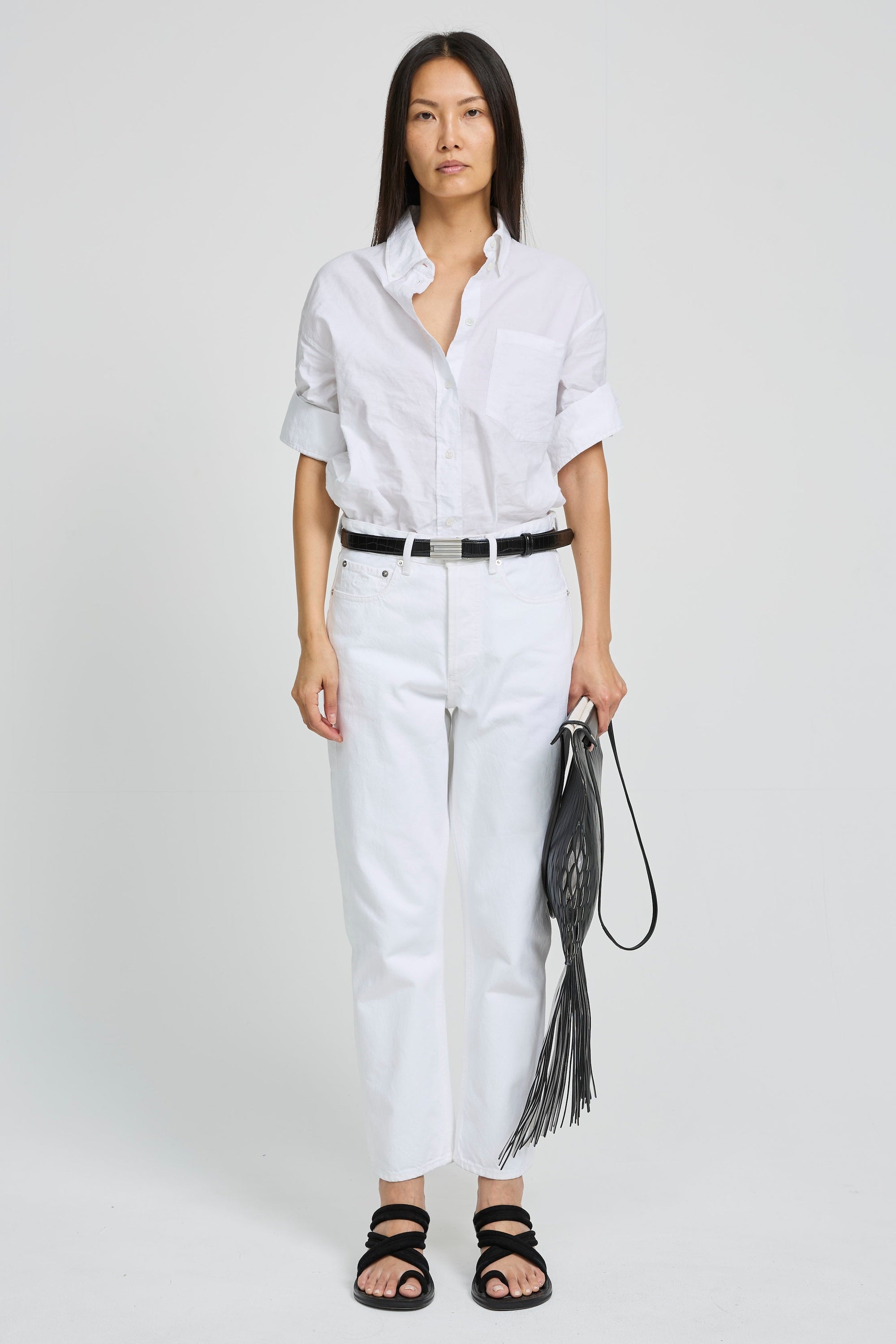 JEAN CROPPED BLANC