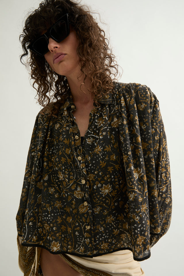 Chemise Jaipur rouge fleurie - Laurence Bras_1
