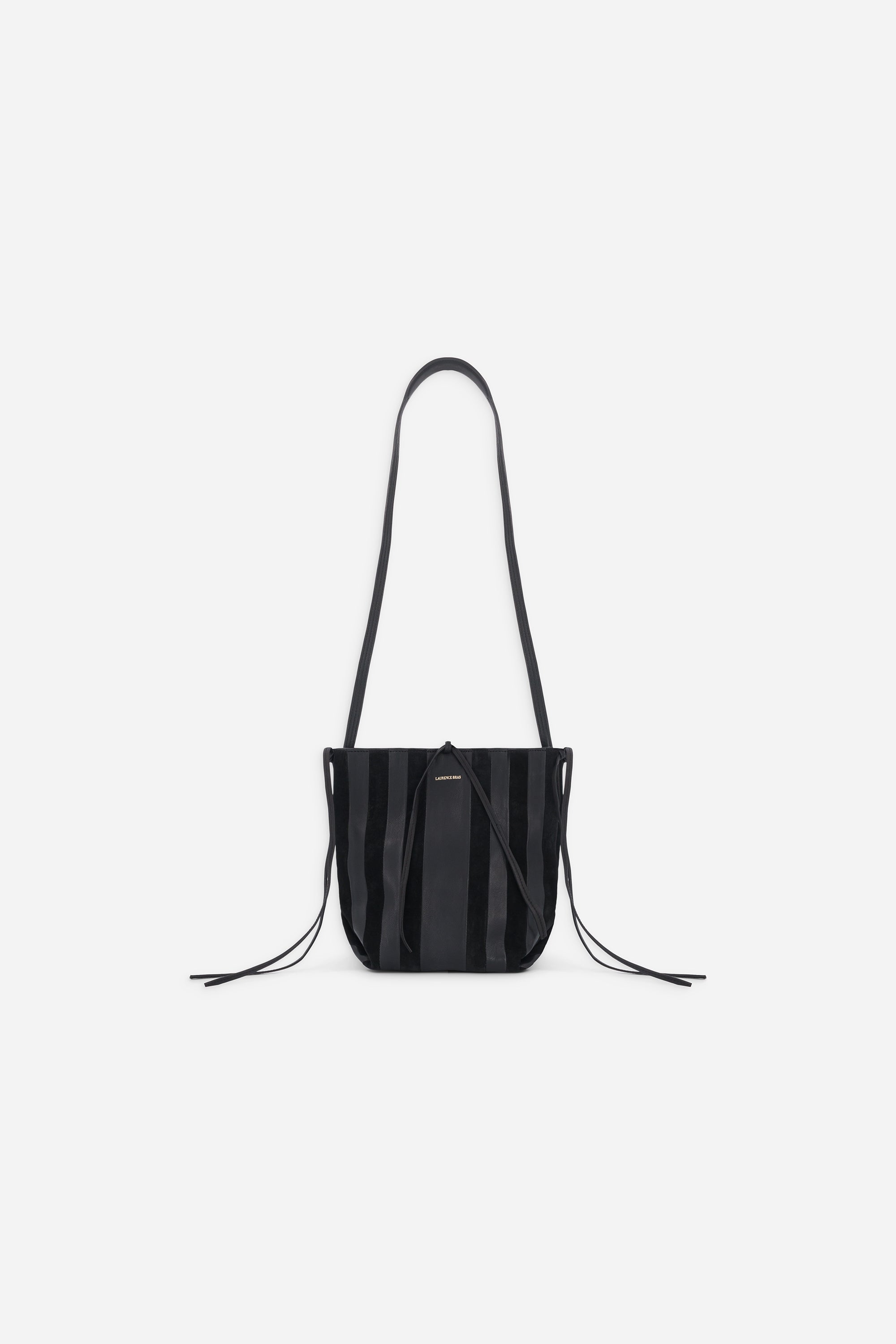 Sac Facteur noir en daim - Laurence Bras