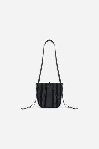 Sac Facteur noir en daim - Laurence Bras