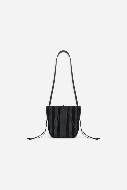 Sac Facteur noir en daim - Laurence Bras