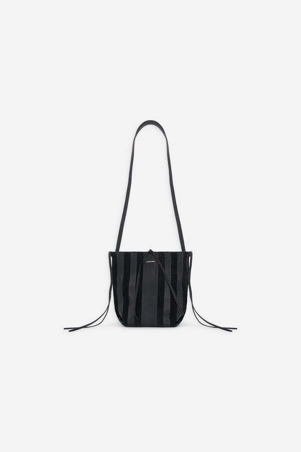 Sac Facteur noir en daim - Laurence Bras