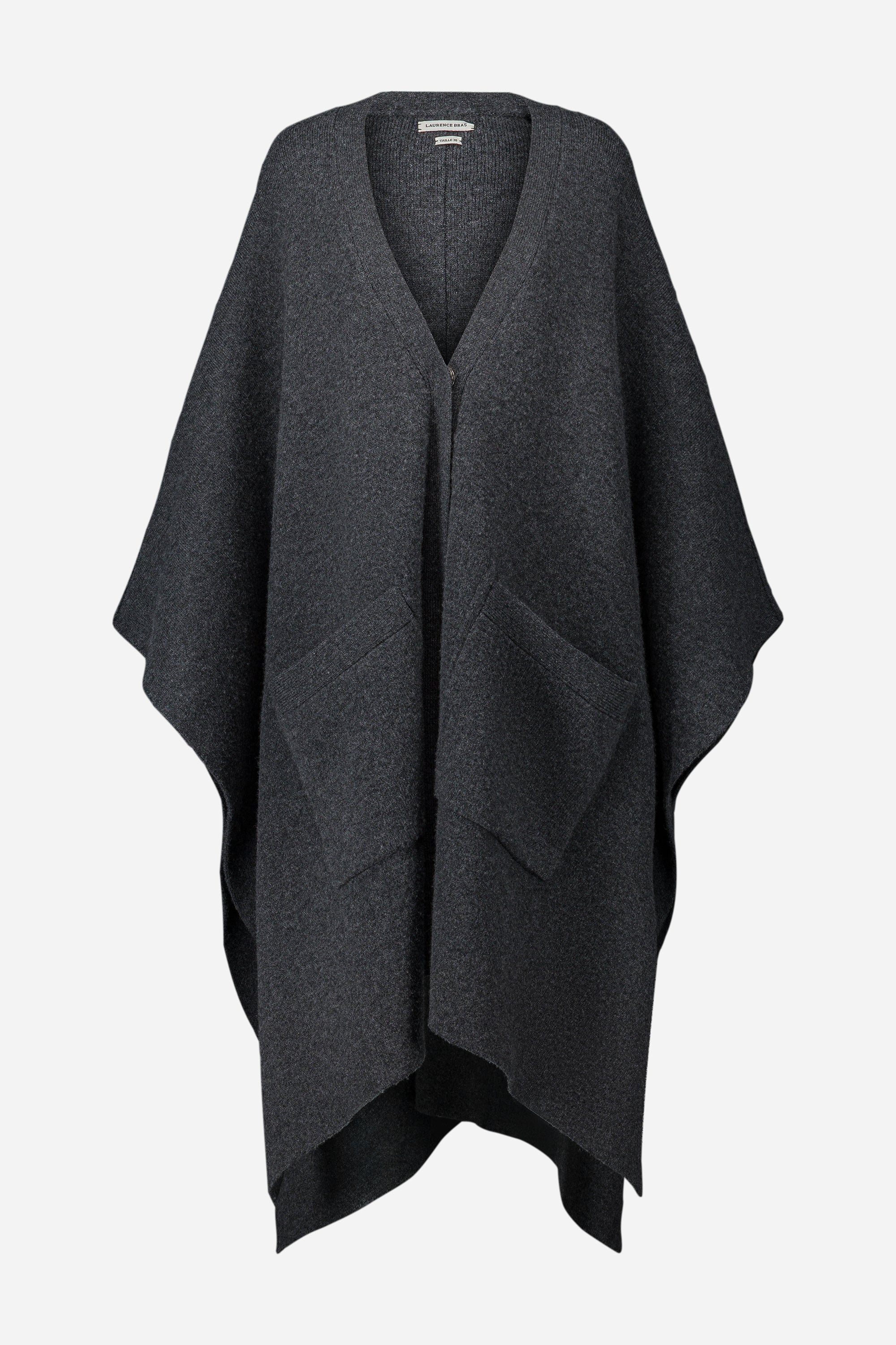 Sahara Poncho in grey double-faced wool - Laurence Bras